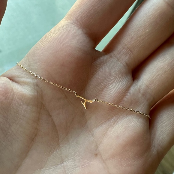 “by charlotte” 14k Solid Gold “T” Necklace - Picture 1 of 6